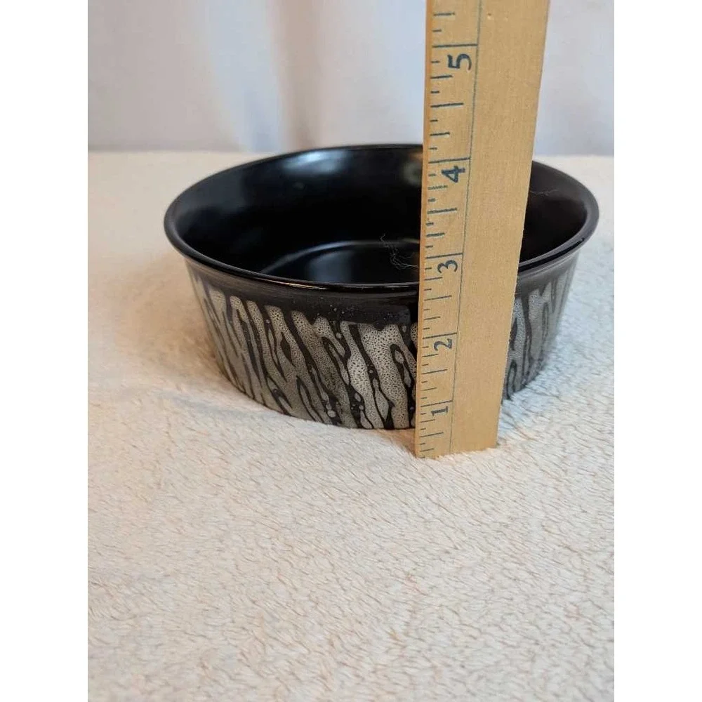 Gibson Everyday Ceramic Bowl Black Gray Animal Print Dishwasher Microwave Safe